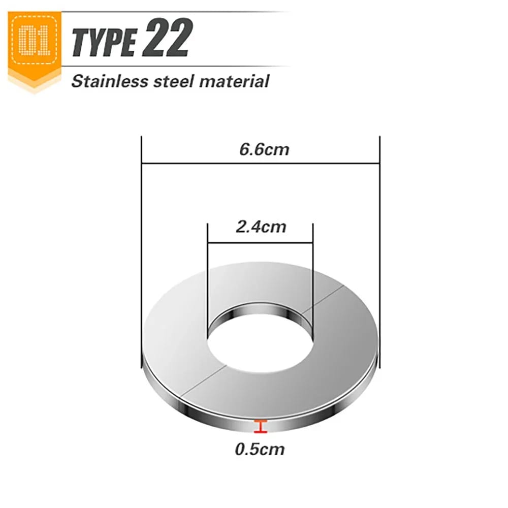 Tapa decorativa autoadhesiva de acero inoxidable para grifo, ducha o caño. Acabado cromado. Accesorio de pared para baño y cocina.
