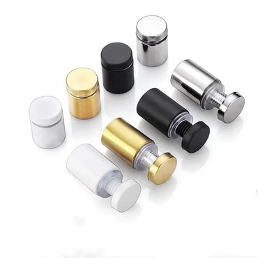Tornillos decorativos de acero inoxidable negro, clavos dorados cepillados acrílicos. Ideales para fijación de vidrio, espejos y paneles publicitarios personalizados.