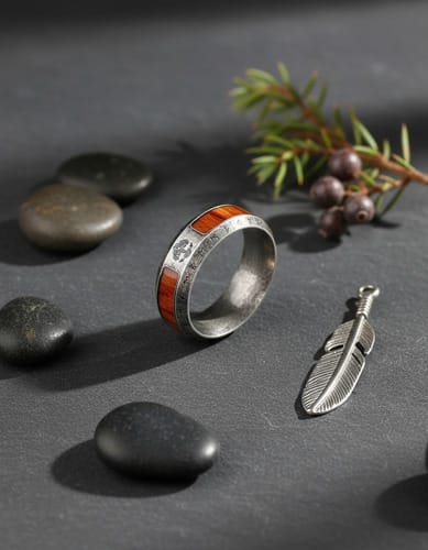 Anillo hombre Valhala simil madera y vidrio