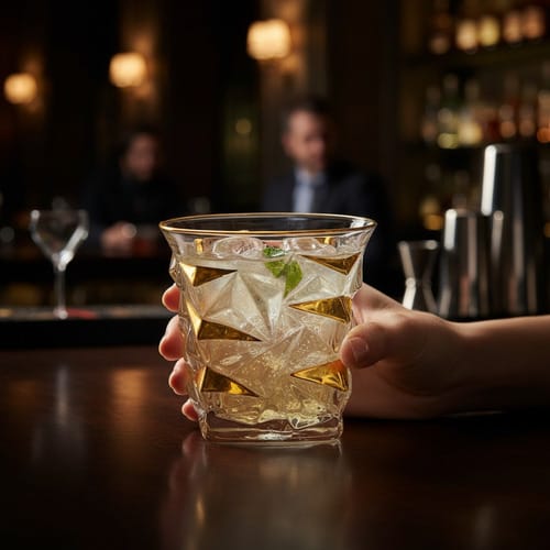 Vaso de cristal linea dorada