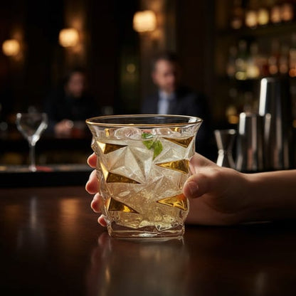 Vaso de cristal linea dorada