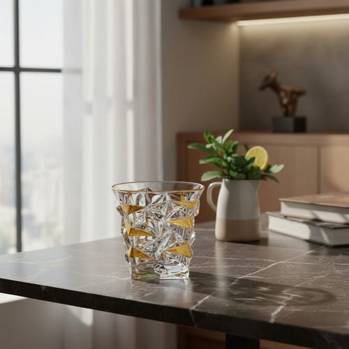 Vaso de cristal linea dorada