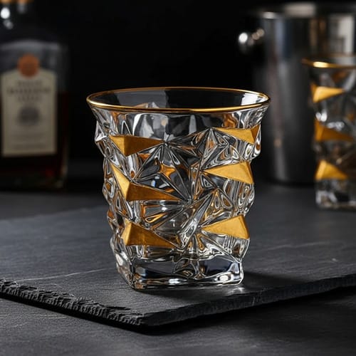 Vaso de cristal linea dorada