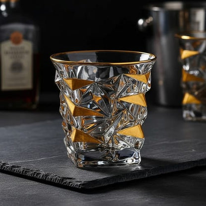 Vaso de cristal linea dorada