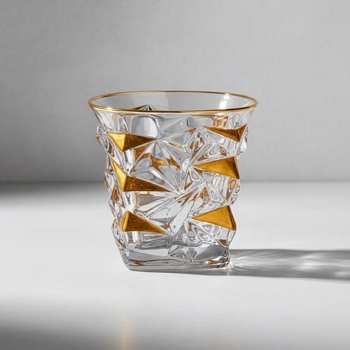 Vaso de cristal linea dorada