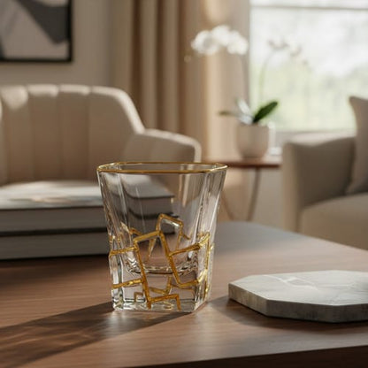 Vaso de cristal linea dorada