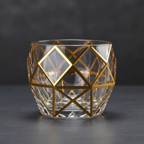 Vaso de cristal linea dorada
