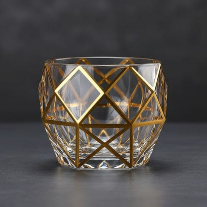 Vaso de cristal linea dorada
