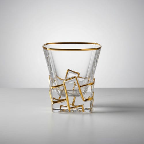 Vaso de cristal linea dorada