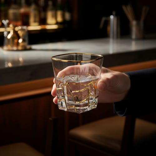 Vaso de cristal linea dorada