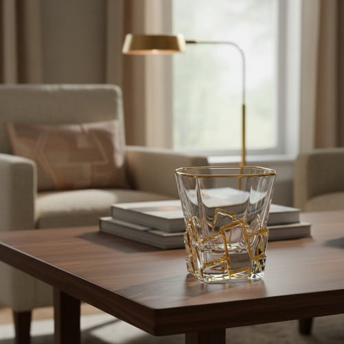 Vaso de cristal linea dorada