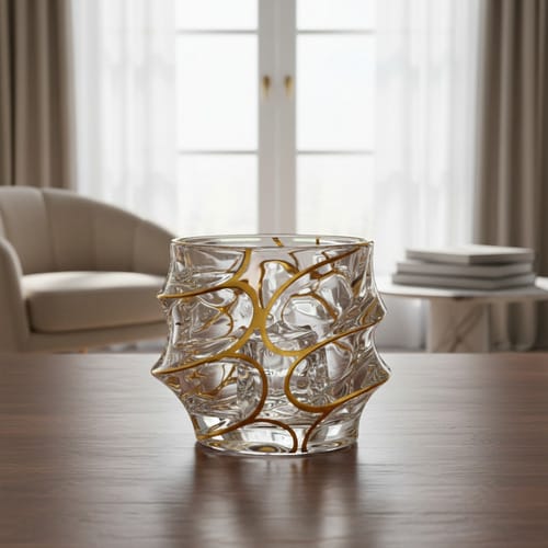 Vaso de cristal linea dorada