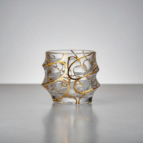 Vaso de cristal linea dorada