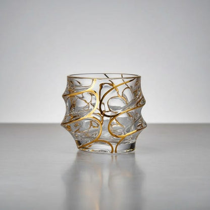 Vaso de cristal linea dorada