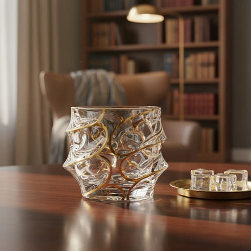 Vaso de cristal linea dorada