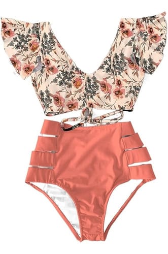 Bikini TA avertura coral top floreado