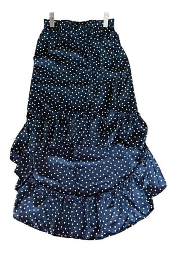 Pollera larga TG ava azul puntitos blancos