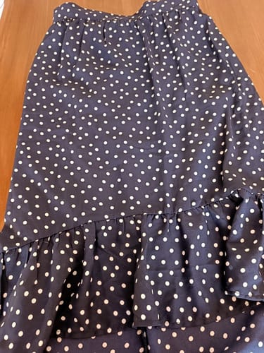 Pollera larga TG ava azul puntitos blancos