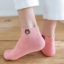 Set de 10 Pares de Soquetes de Mujer con Diseño de Osito. Medias Transpirables y Cómodas para Estilo Casual.
