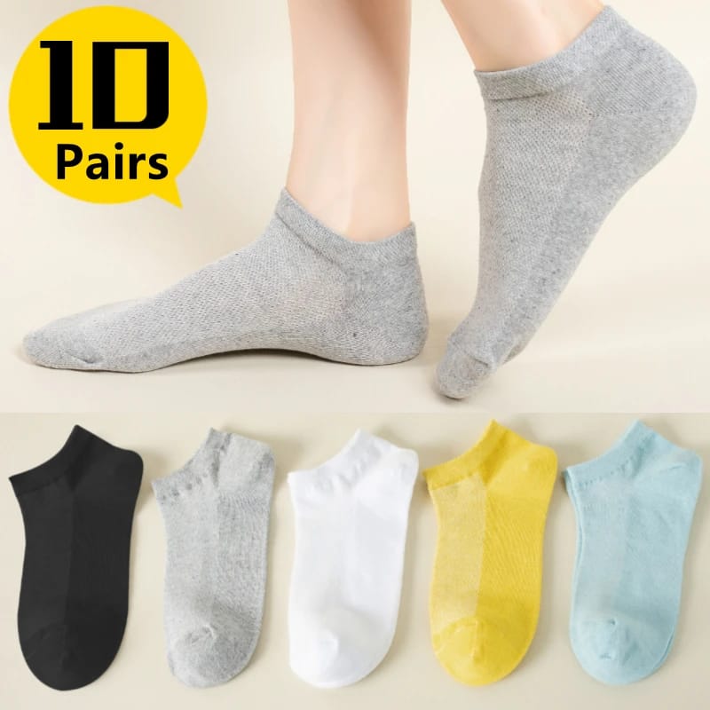 Set de 10 Pares de Soquetes de Mujer con Diseño de Osito. Medias Transpirables y Cómodas para Estilo Casual.