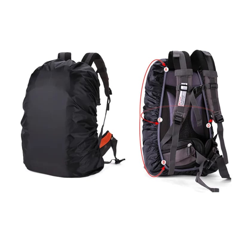 Cubre Mochila Impermeable de Nylon Negro 35L para Mochilas de Ciclismo, Senderismo y Escalada.