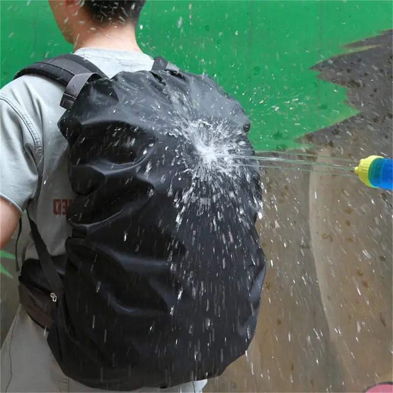 Cubre Mochila Impermeable de Nylon Negro 35L para Mochilas de Ciclismo, Senderismo y Escalada.