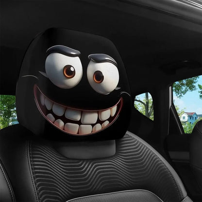 2 fundas de almohada para coche con estampado de cara sonriente lavable.