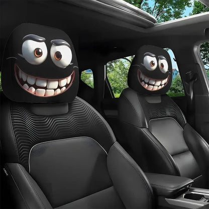 2 fundas de almohada para coche con estampado de cara sonriente lavable.