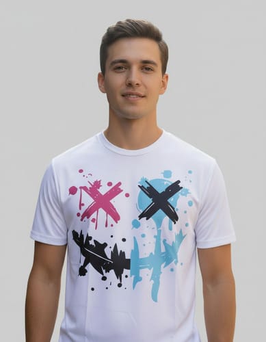 Remera de hombre de verano casual, de corte holgado, con estampado de cara feliz