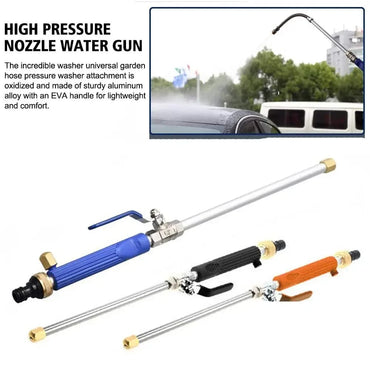 Pistola de Agua a Alta Presión para Auto y Jardín 46cm. Herramienta de riego y limpieza con chorro potente, pulverizador y boquilla.