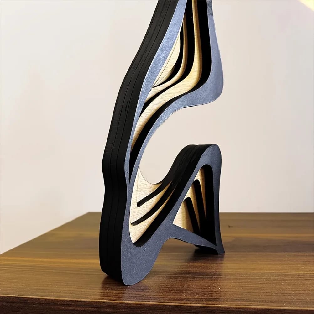 Deco Escultura Abstracta Madera Minimalista Hoga