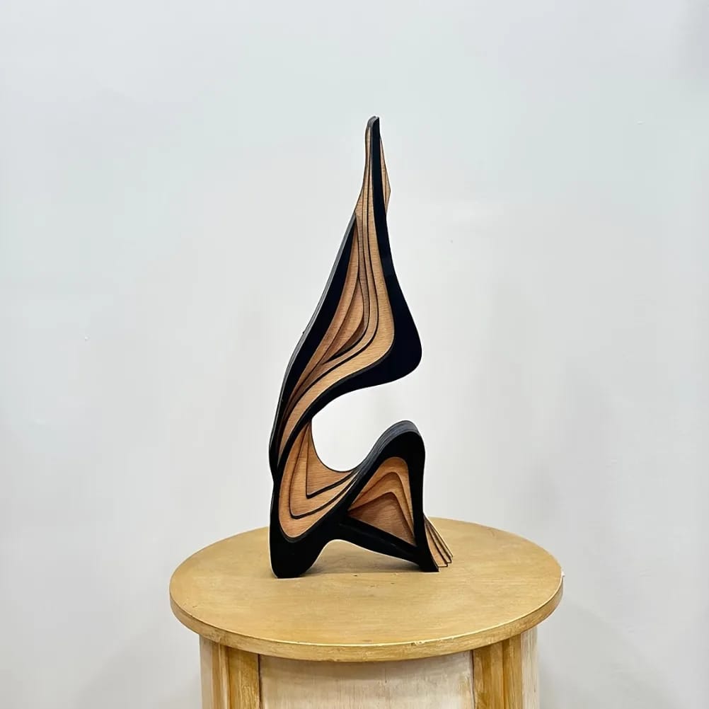Deco Escultura Abstracta Madera Minimalista Hoga