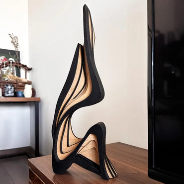 Deco Escultura Abstracta Madera Minimalista Hoga
