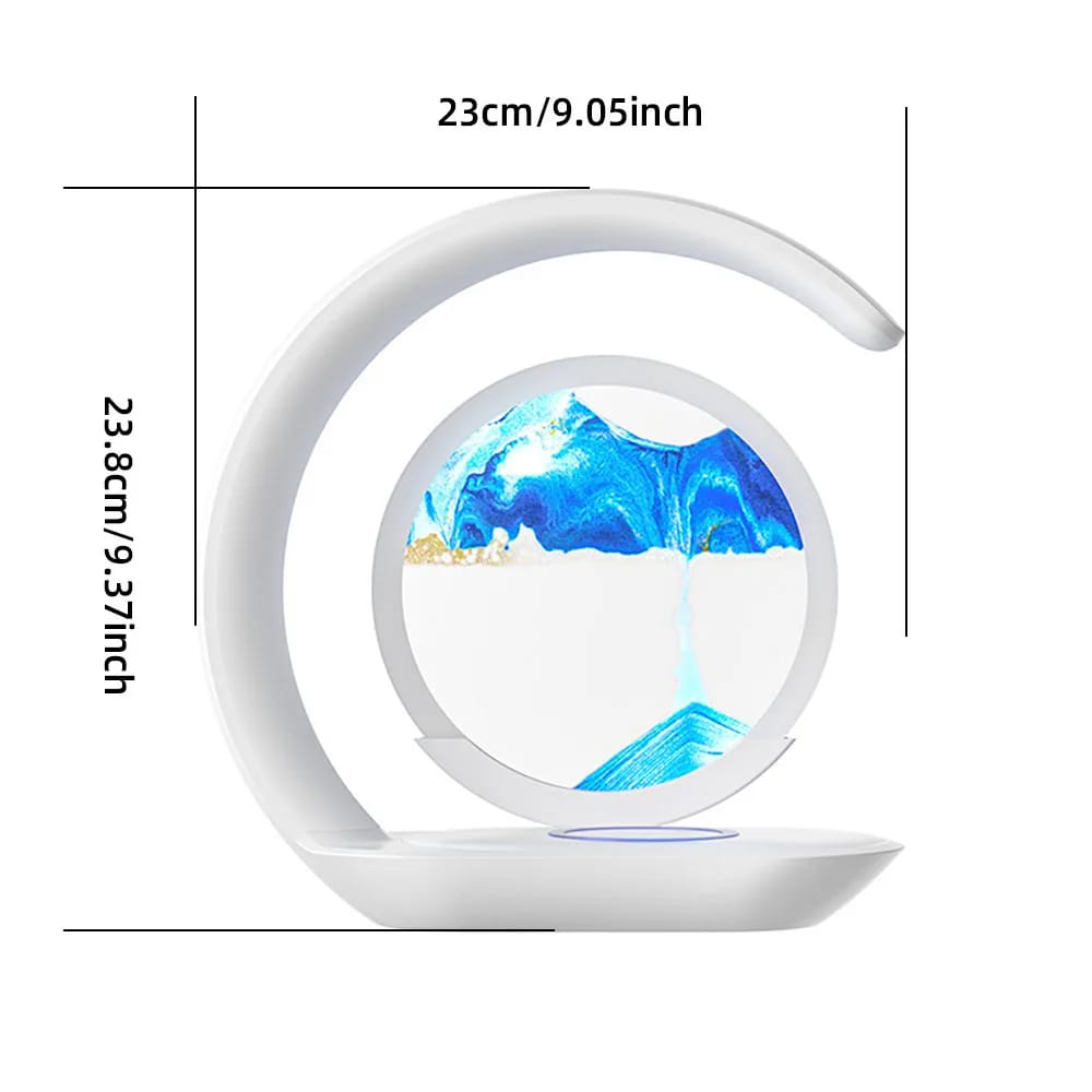 Lampara de Mesa con Arena Movediza y Carga Inalámbrica, Lámpara de Escritorio Reloj de Arena 3D, Luz Nocturna de Pintura de Arena para Oficina y Decoración.