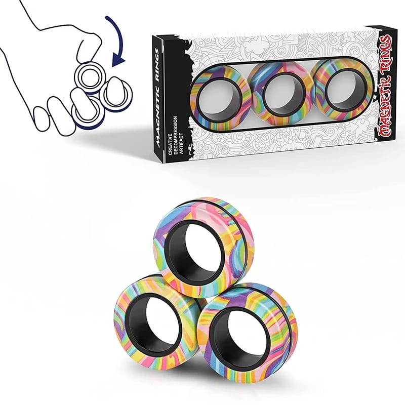 Set 3 Anillos Magnéticos Fidget | Spinner Antiestrés