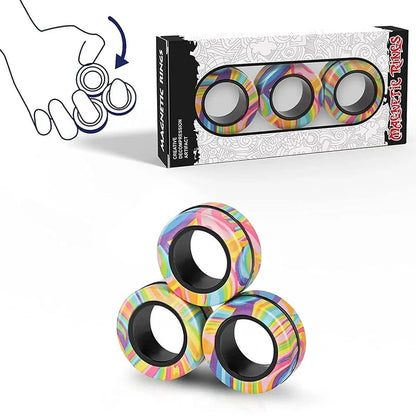 Set 3 Anillos Magnéticos Fidget | Spinner Antiestrés