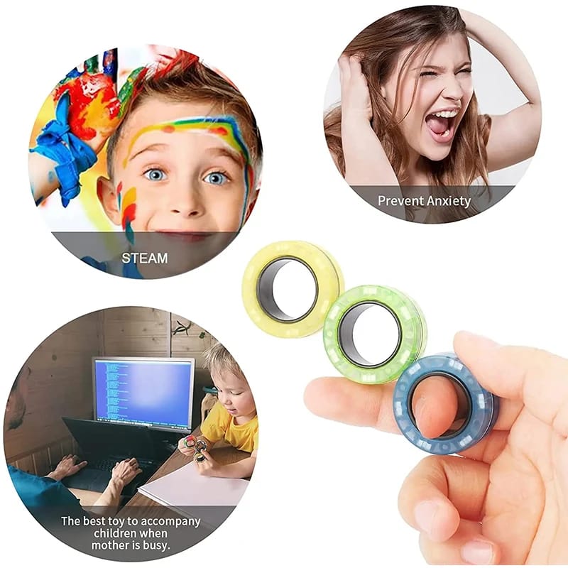 Set 3 Anillos Magnéticos Fidget | Spinner Antiestrés
