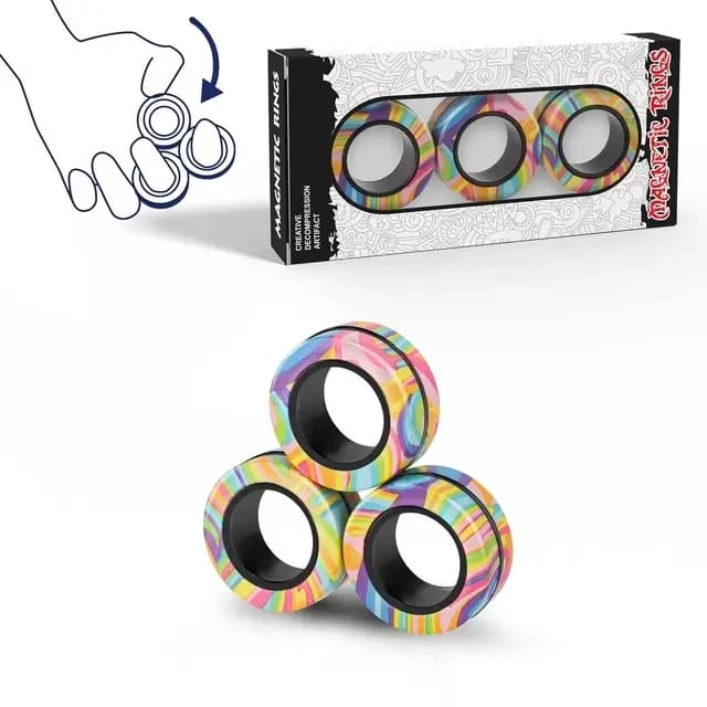 Set 3 Anillos Magnéticos Fidget | Spinner Antiestrés