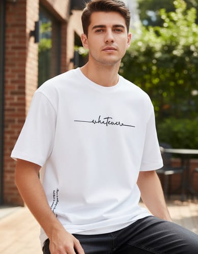 Remera de Hombre de Verano 100% Algodón, Moda Casual Deportiva, Holgada Talles Grandes, Estampado de Letras Simple, Manga Corta, Cuello Redondo.