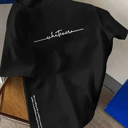 Remera de Hombre de Verano 100% Algodón, Moda Casual Deportiva, Holgada Talles Grandes, Estampado de Letras Simple, Manga Corta, Cuello Redondo.