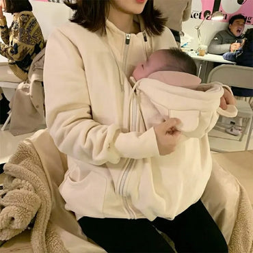 Buzo Canguro Maternal con Capucha para Invierno, Embarazo y Portabebés