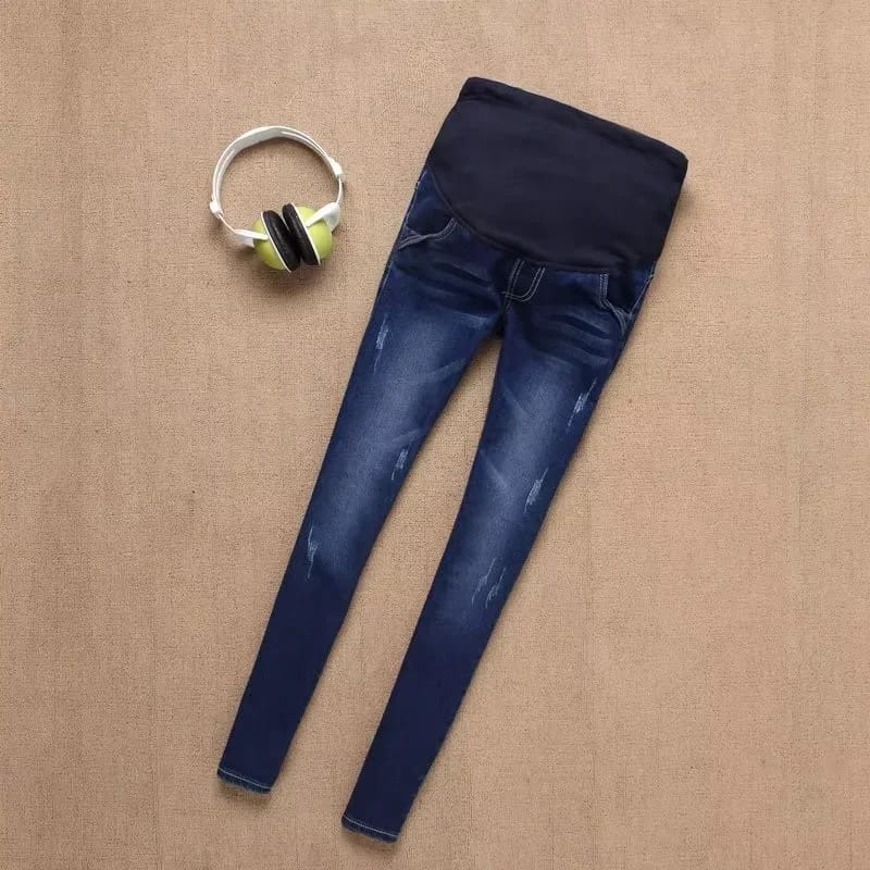 Pantalón Jean Maternal Elástico Para Embarazadas Con Soporte Abdominal