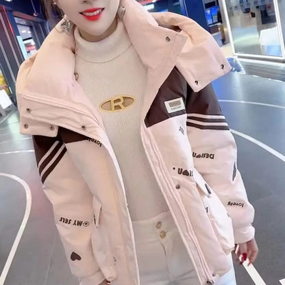 Campera de Invierno Acolchada Mujer, Modelo 2025. Parka Suelta Gruesa y Cálida con Capucha Desmontable. Material Poliéster.