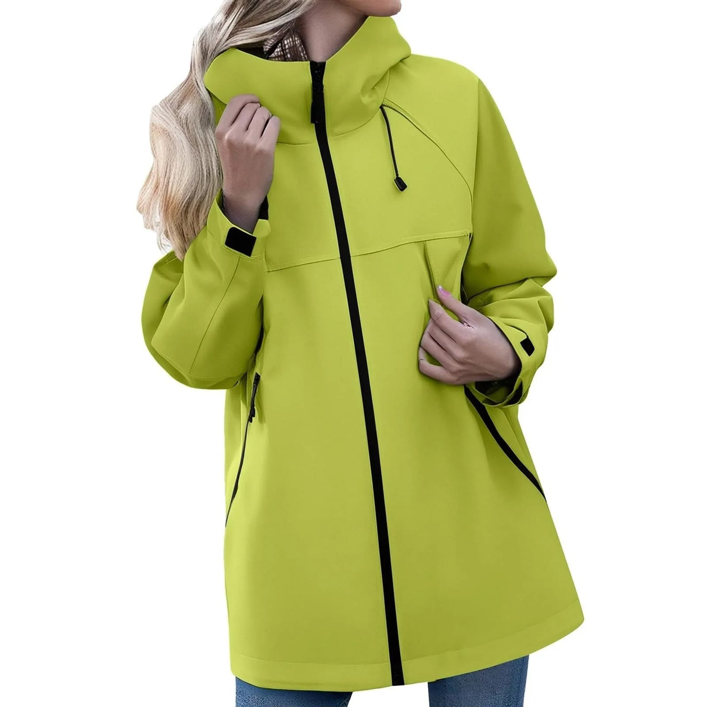 Campera Rompevientos Impermeable Mujer Clásica Con Capucha. Estilo Casual Piloto para Exterior, Senderismo y Lluvia. Ideal Media Estación.