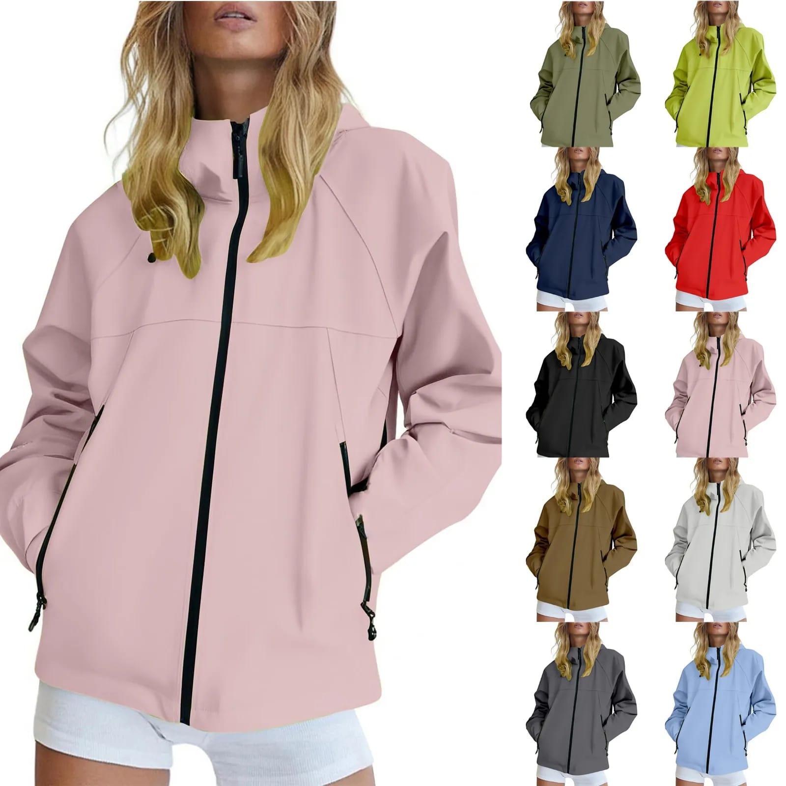 Campera Rompevientos Impermeable Mujer Clásica Con Capucha. Estilo Casual Piloto para Exterior, Senderismo y Lluvia. Ideal Media Estación.