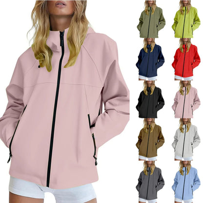 Campera Rompevientos Impermeable Mujer Clásica Con Capucha. Estilo Casual Piloto para Exterior, Senderismo y Lluvia. Ideal Media Estación.