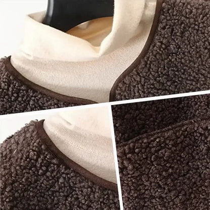 Chaleco de Polar para Mujer, Cuello V, con Botones y Bolsillos. Diseño Liso, Sin Mangas, Suave y Abrigo. Perfecto para Otoño Invierno Casual, Estilo Sherpa.