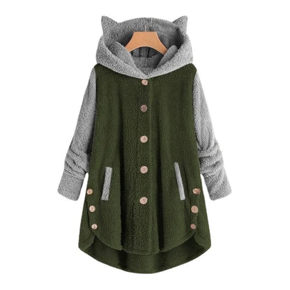 Campera Liviana Mujer Buzo Gato Capucha Polar