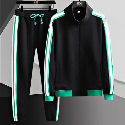 Conjunto de Hombre de Dos Piezas: Campera con cierre manga larga y pantalón casual. Diseño combinado en color liso, ideal para media estación.