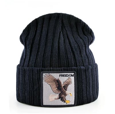 Gorros Tejidos Beanie Hombre Mujer Estilo Hip Hop Streetwear Kpop Con Parche Águila Bordado Doble Capa